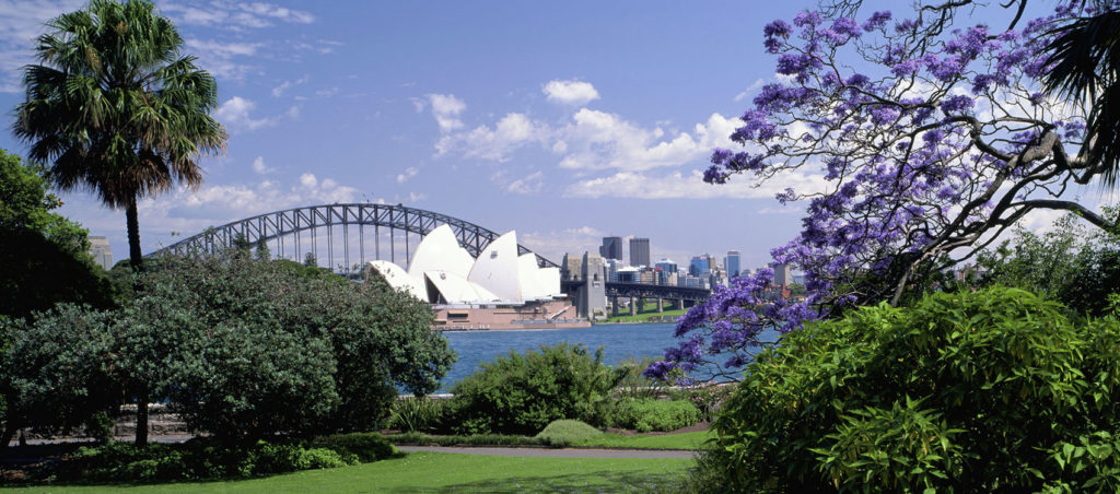 Vista do Royal Botanic Garden em Sydney na Austrália
