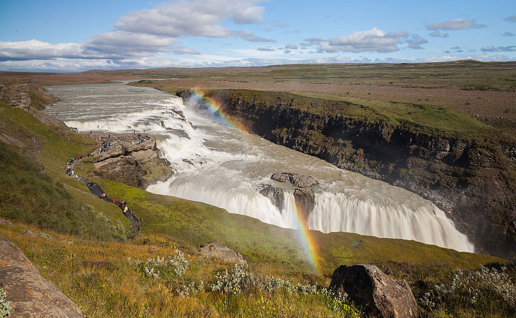 Na lista de maiores cataratas do mundo está Gullfoss na Islândia